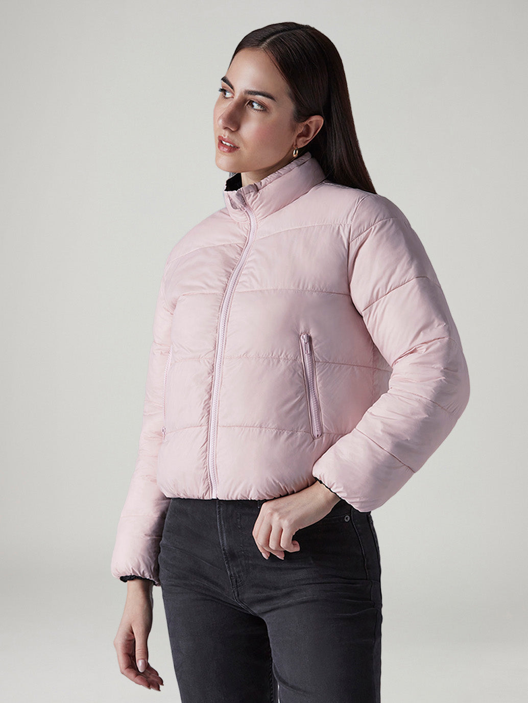 Women's Quilted Relaxed Fit Reversible Jacket - Side View