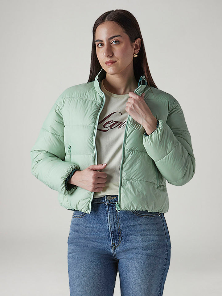 Women's Solid Relaxed Fit Reversible Puffer Jacket
