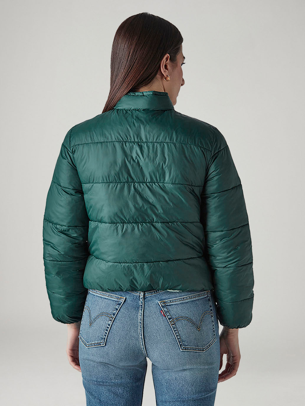 Women's Solid Relaxed Fit Reversible Puffer Jacket - 20 View