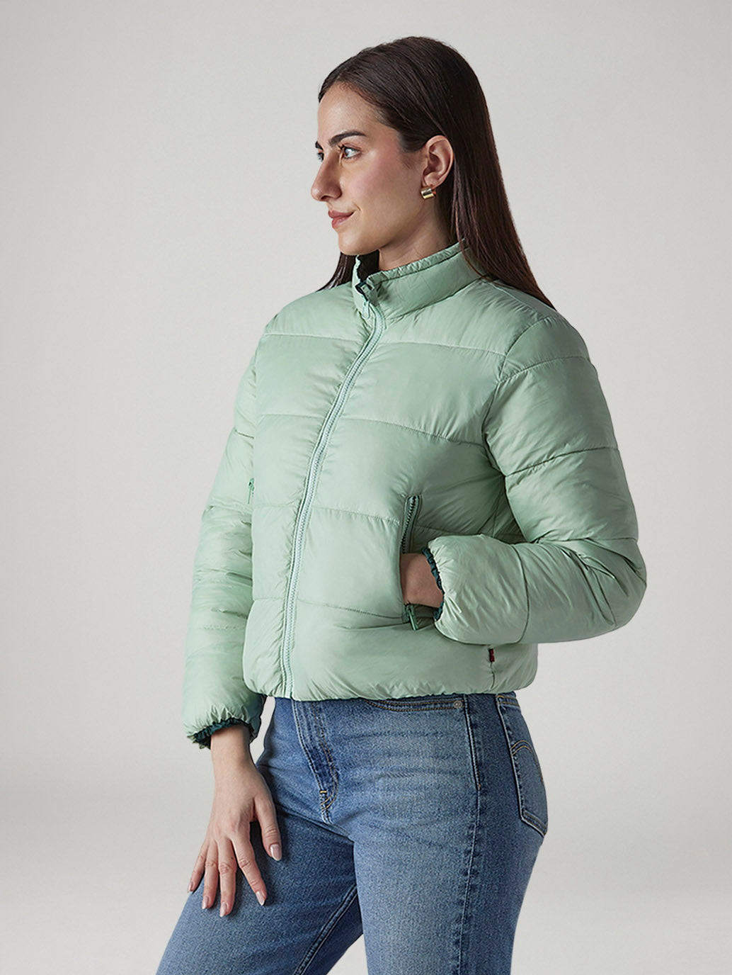 Women's Solid Relaxed Fit Reversible Puffer Jacket - 20 View