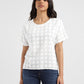 Women's Checked White Round Neck Top - 8163ecdc-e56e-46a9-be98-1675e5fc9e70 View