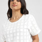 Women's Checked White Round Neck Top