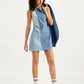 Women's Colorblock Blue Round Neck Mini Denim Dress - 3716edce-fc05-434f-a045-db2fb47a157d View