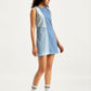 Women's Colorblock Blue Round Neck Mini Denim Dress - dddb0ddb-205e-4702-afc1-0a995299c5a0 View