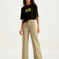 Women's High Rise Ribcage Wide Leg Khaki Jeans