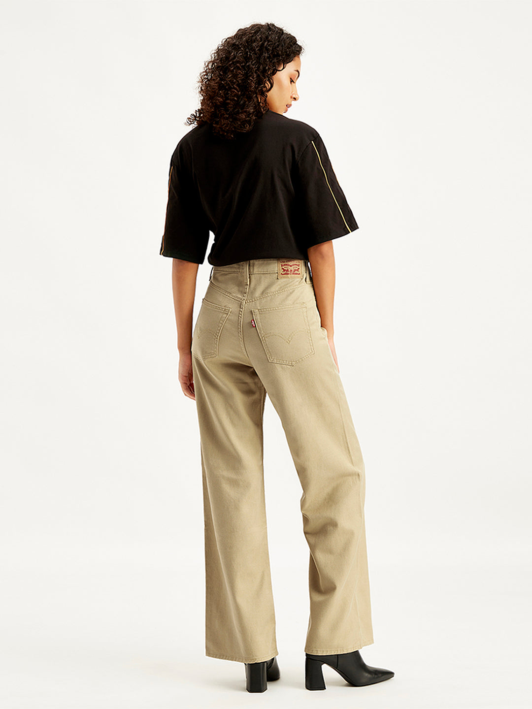 Women's High Rise Ribcage Wide Leg Khaki Jeans