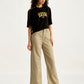 Women's High Rise Ribcage Wide Leg Khaki Jeans