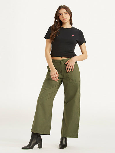 levi's Women's Mid Rise Olive Baggy Cargo Trousers-picture-37