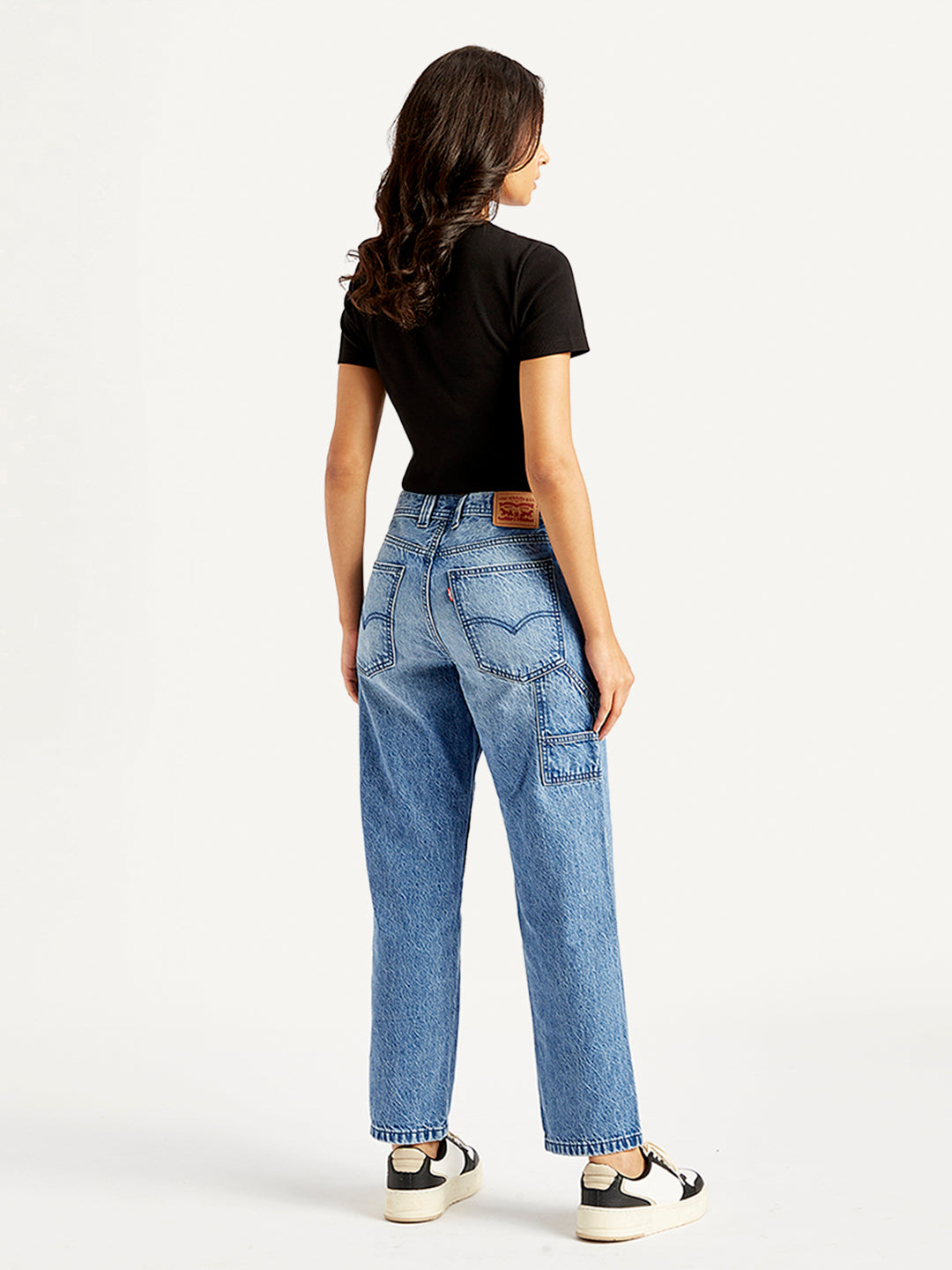 Women's High Rise Baggy Carpenter Blue Jeans