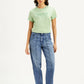 Women's Blue Baggy Fit Mid Rise Carpenter Jeans - Front View