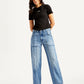 Women's High Rise Baggy Carpenter Blue Jeans