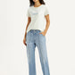 Women's Light Blue Baggy Loose Fit Carpenter Mid Rise Jeans - Styleshot View