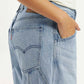 Women's Light Blue Baggy Loose Fit Carpenter Mid Rise Jeans - Detail View
