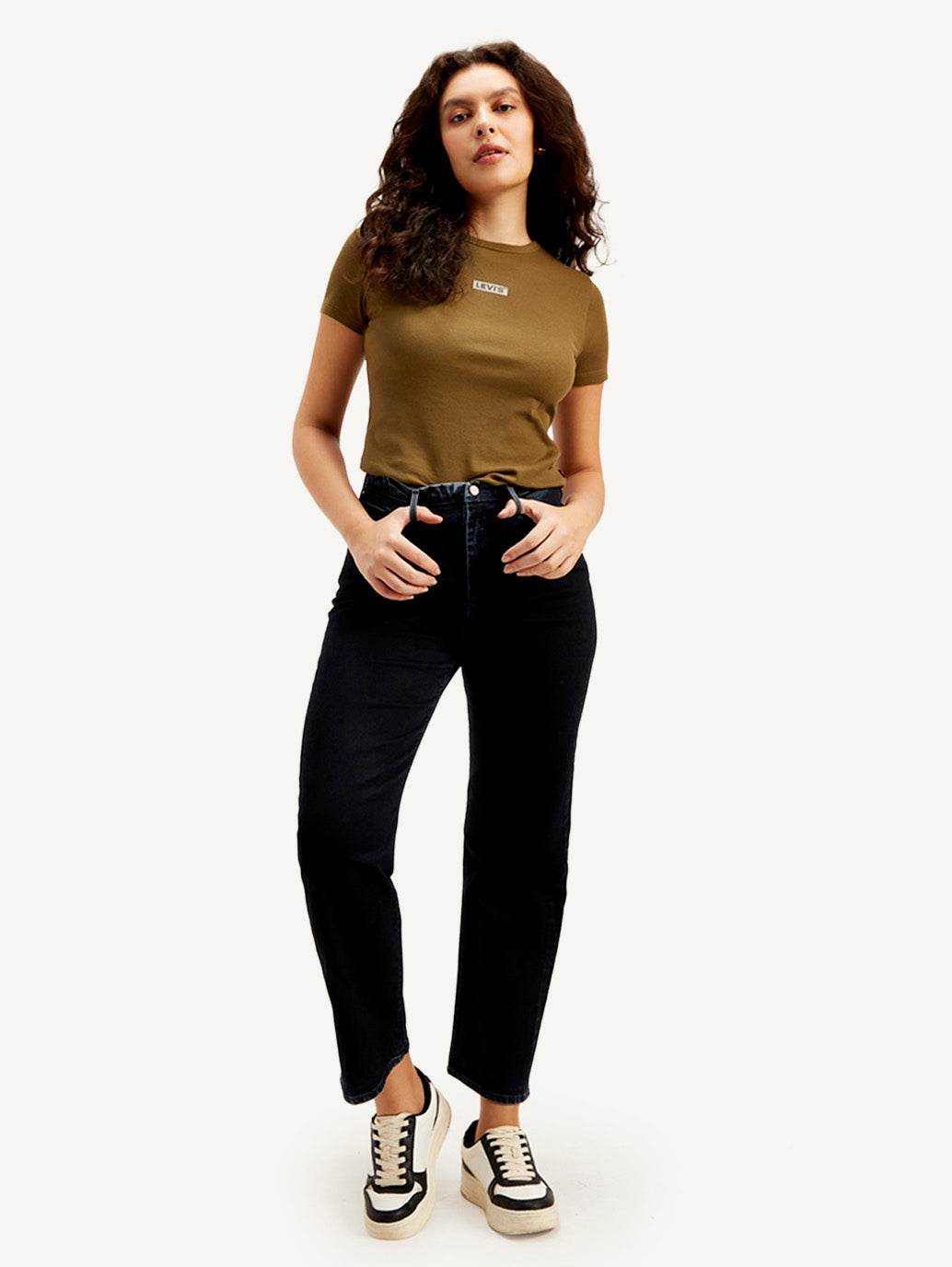 Women's Redloop Dark Indigo Ribcage Straight Fit High Rise Jeans