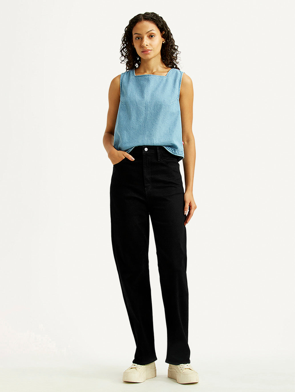 Women's Redloop Black Straight Fit High Rise Jeans