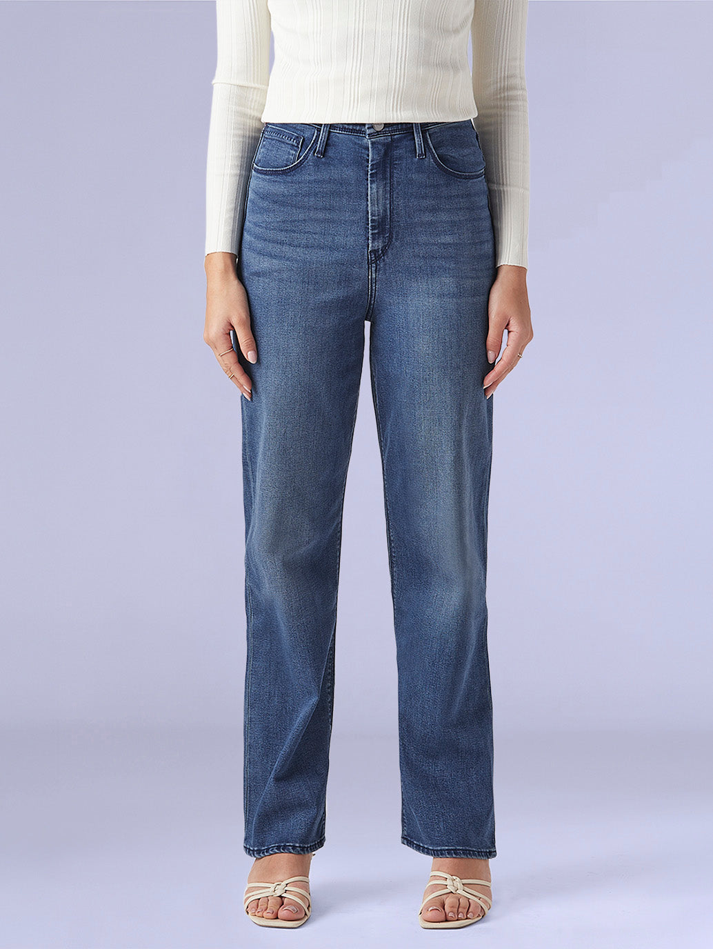 Women's Dark Indigo Ribcage Straight Fit High Rise Redloop Jeans - 1a3cbbdc-16f7-4afa-b4c5-6f77307125e8 View