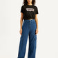 Women's High Rise Baggy Fit Blue Cargo Jeans