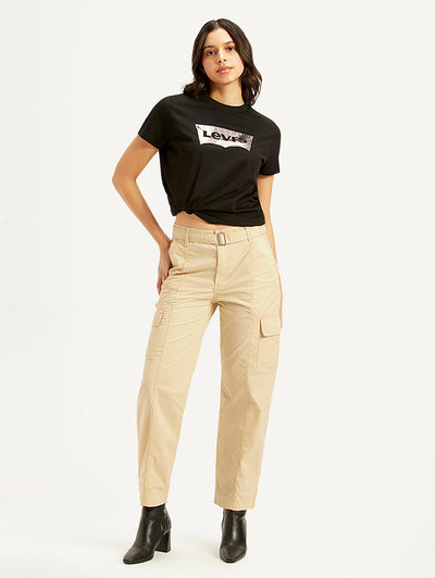 Women's Beige Cargo Trousers