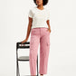 Women's Mid Rise Pink Tapered Cargo Trousers