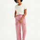 Women's Mid Rise Pink Tapered Cargo Trousers