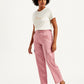 Women's Mid Rise Pink Tapered Cargo Trousers