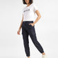 Women's Mid Rise Blue Cargo Trousers