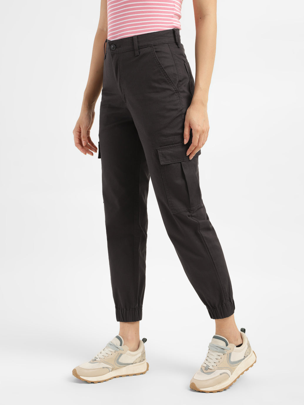 Women's Mid Rise Brown Cargo Trousers