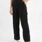 Women's High Rise Black Loose Fit Cargo Trousers