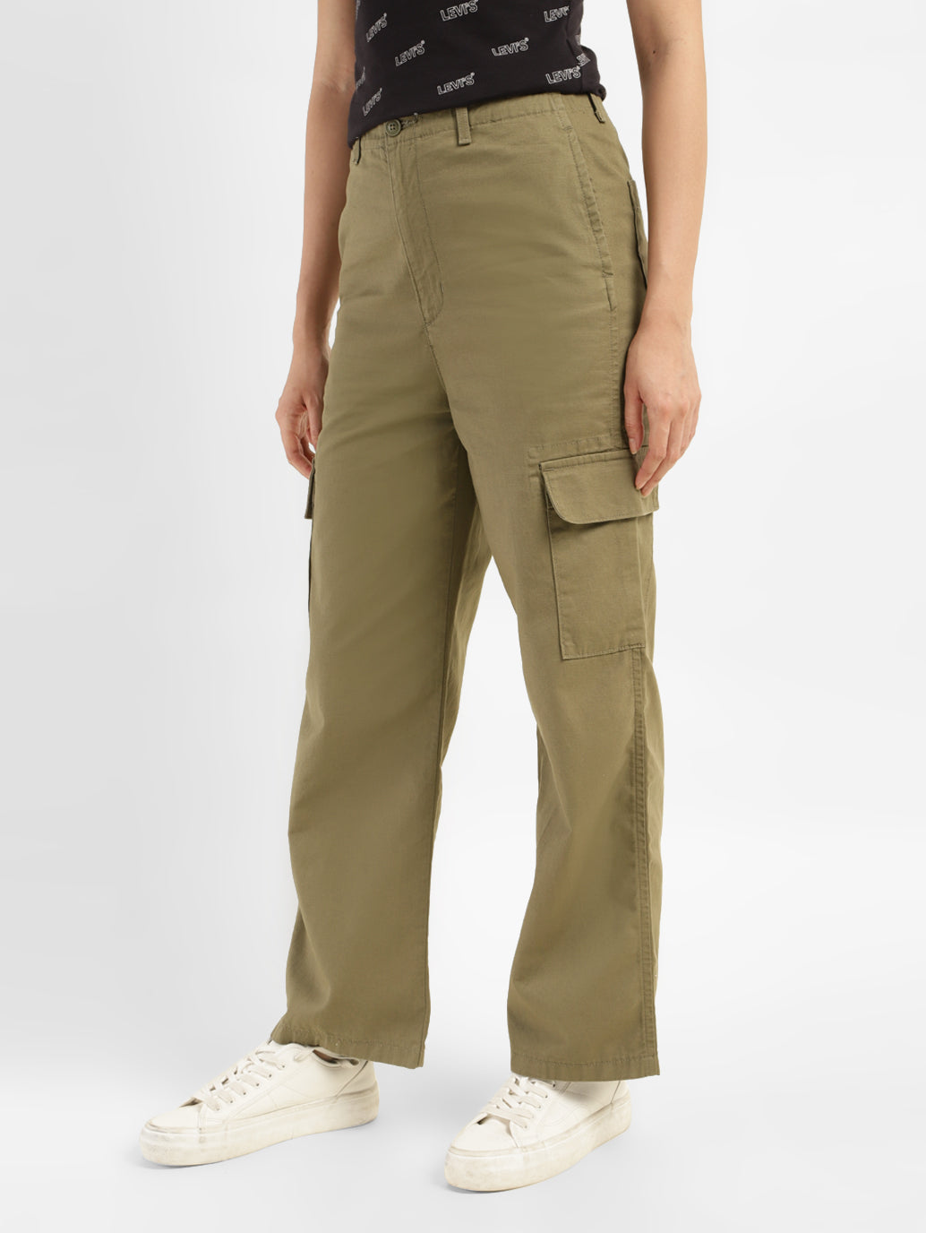 Women's High Rise Olive Loose Fit Cargo – Levis India Store