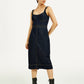 Women's Solid Indigo Scoop Neck Dress - Elevated View