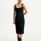 Women's Solid Indigo Scoop Neck Dress - Front View