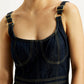 Women's Solid Indigo Scoop Neck Dress - Detail View