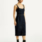 Women's Solid Indigo Scoop Neck Dress - Side View