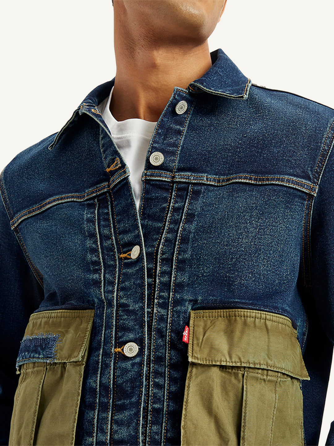 Men's Colorblock Navy Spread Collar Denim Jacket – Levis India Store