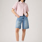 Women's Med Indigo Baggy Fit Mid Rise Shorts - Styleshot View