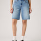 Women's Med Indigo Baggy Fit Mid Rise Shorts - Front View