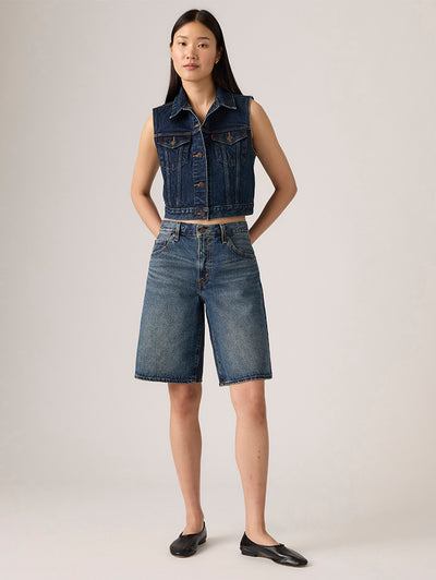 levi's Women's Mid Rise Blue Baggy Fit Shorts-picture-19