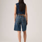 Women's Mid Rise Blue Baggy Fit Shorts - Back View