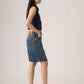 Women's Mid Rise Blue Baggy Fit Shorts - Side View