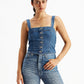 Women's Solid Blue Corset Top