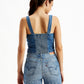 Women's Solid Blue Corset Top