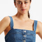 Women's Solid Blue Corset Top