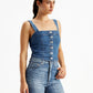 Women's Solid Blue Corset Top