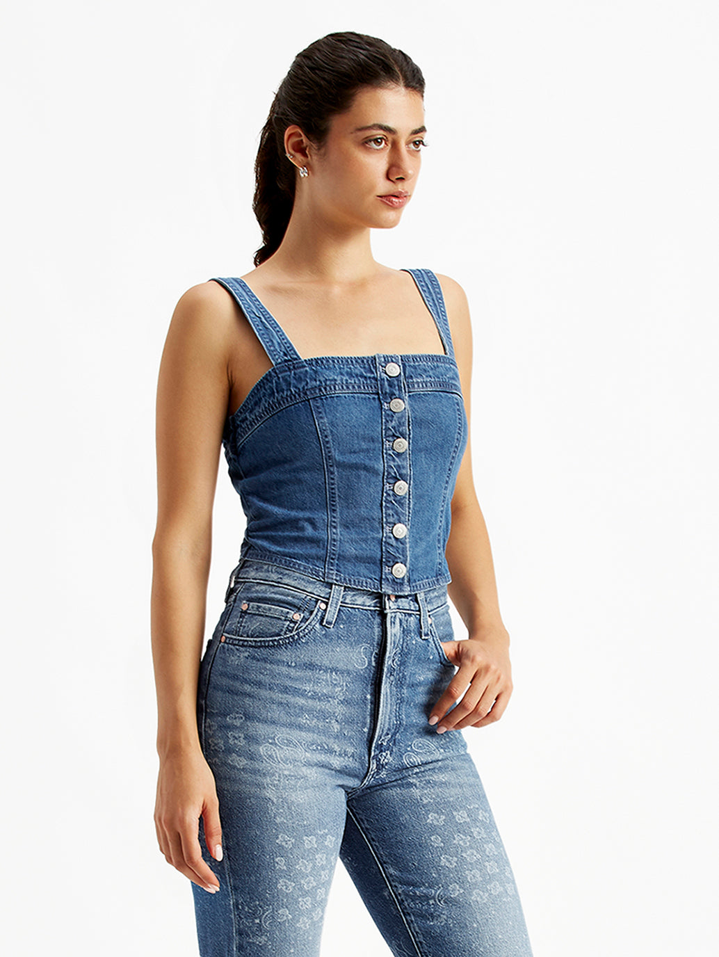 Women's Solid Blue Corset Top