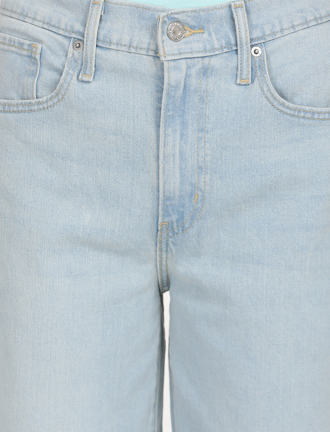 Women's Light Blue Wide Leg Fit High Rise Jeans - Detail View