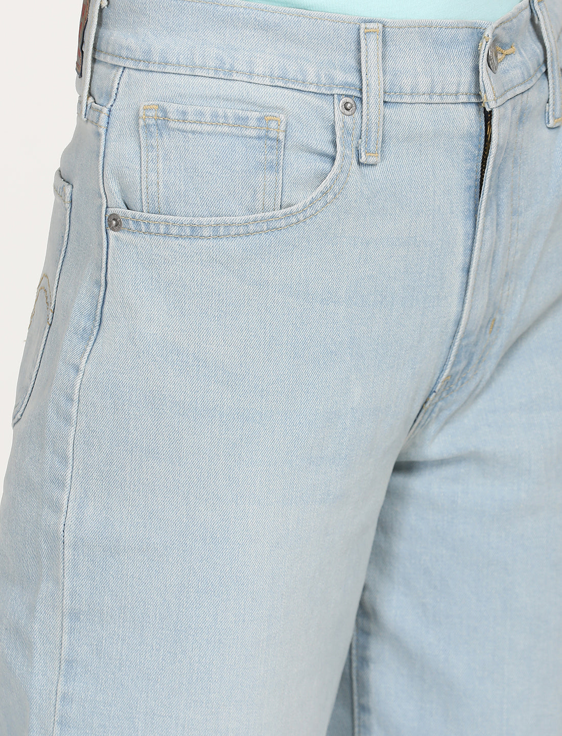 Women's Light Blue Wide Leg Fit High Rise Jeans - Detail View