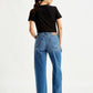 Women's Blue Wide Leg Fit High Rise Jeans - Back View