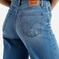 Women's Blue Wide Leg Fit High Rise Jeans - Detail View