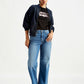 Women's Blue Wide Leg Fit High Rise Jeans - Styleshot View