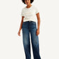 Women's Navy Blue Wide Leg Fit High Rise Jeans - Front View